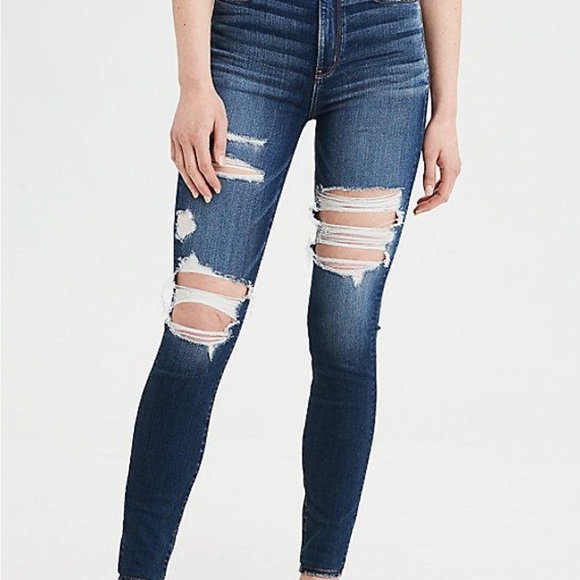 Women's Distressed Blue Jeans - Picture 1 of 3